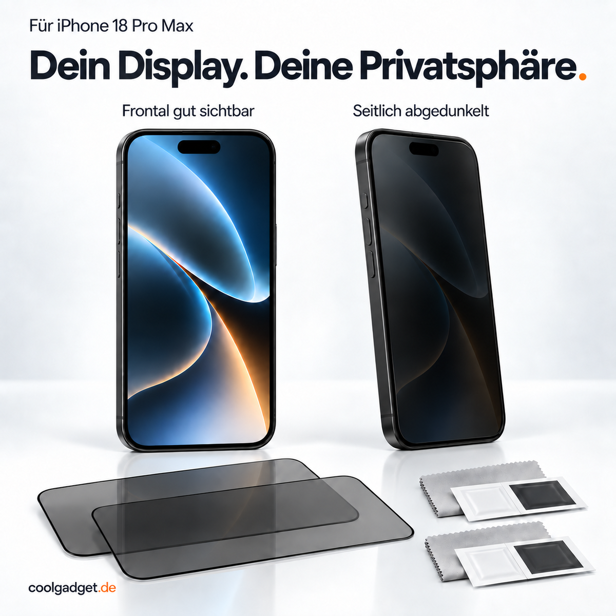 iPhone 18 Pro Max - Blickschutz Panzerglas 9H 2er-Set