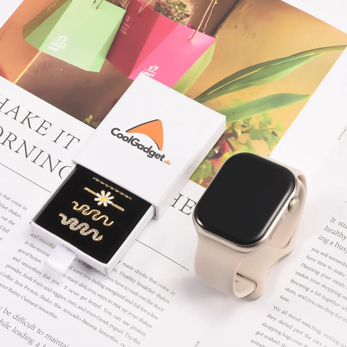 Elegante Charms & Deko-Ringe für Smartwatch Smartwatch – Armbandschmuck-Set für 20–22 mm Silikon- und Sportarmbänder, stilvoll & funkelnd