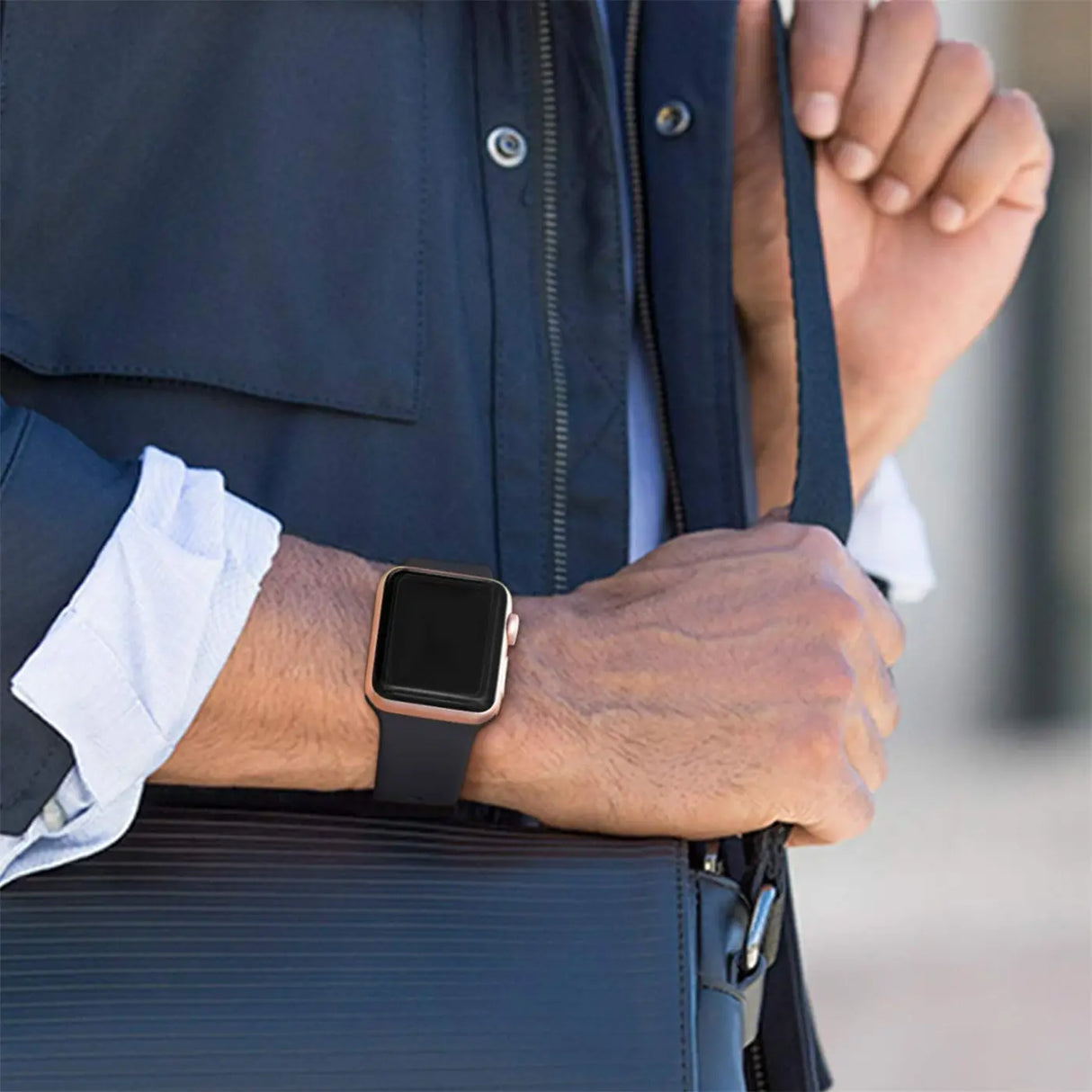 Flexibles Silikonarmband für Apple Watch Smartwatch, strapazierfähig, pflegeleicht und in vielen Farben erhältlich – ideal für Alltag & Sport.