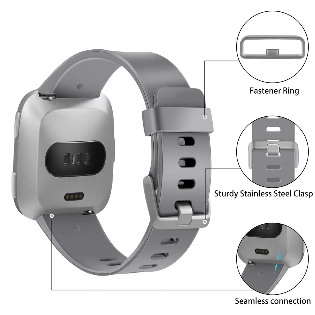 Flexibles Silikonarmband für Fitbit Versa / Lite Smartwatch, strapazierfähig, pflegeleicht und in vielen Farben erhältlich – ideal für Alltag & Sport.