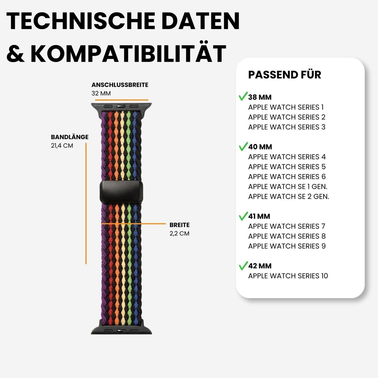 Kompatibilität 38/40/41mm - Schwarz Regenbogen