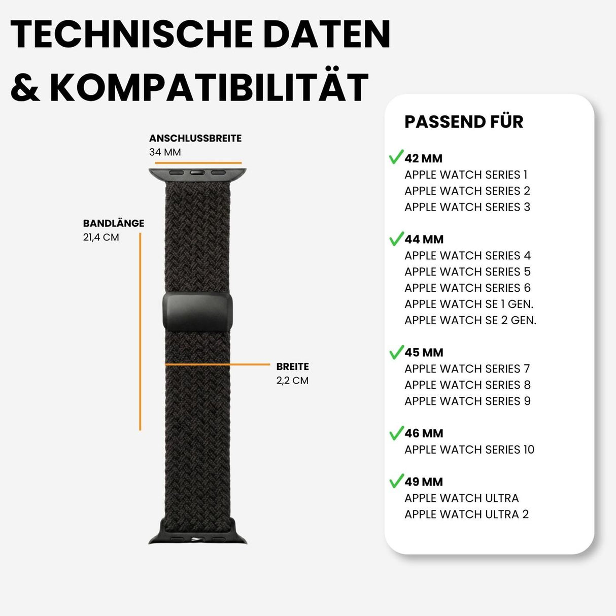 Kompatibilität 42/44/45/49mm - Anthrazitgrau