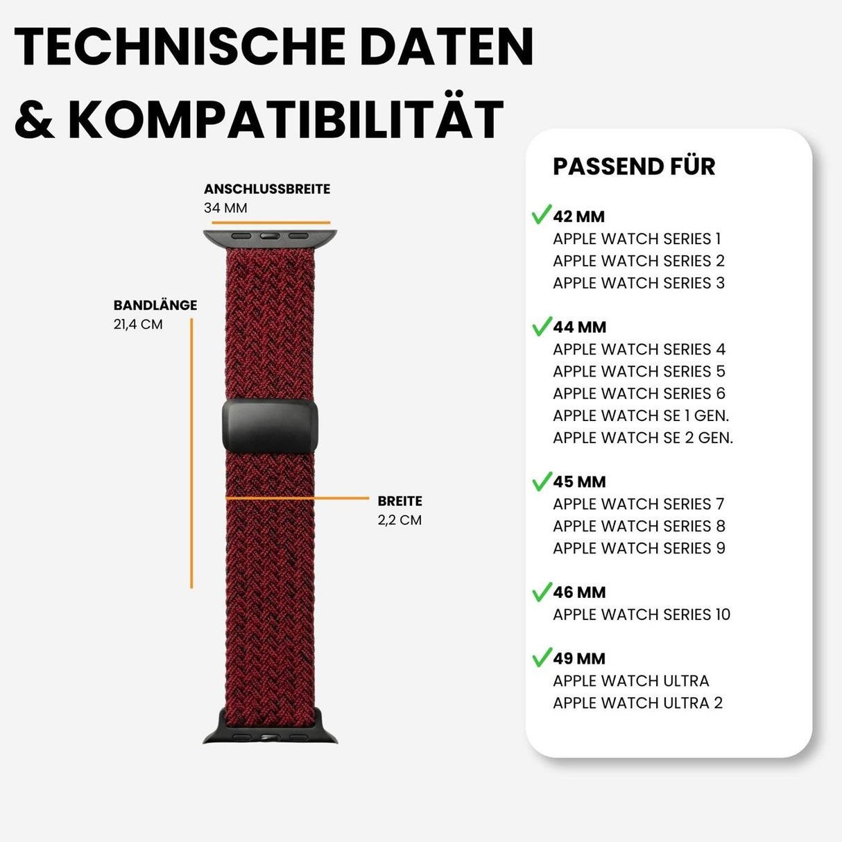 Kompatibilität 42/44/45/49mm - Dunkelrot