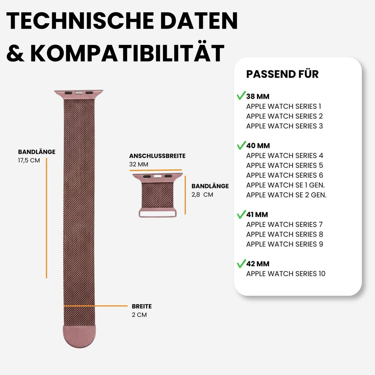 Kompatibilität 38/40/41mm - Altrosa