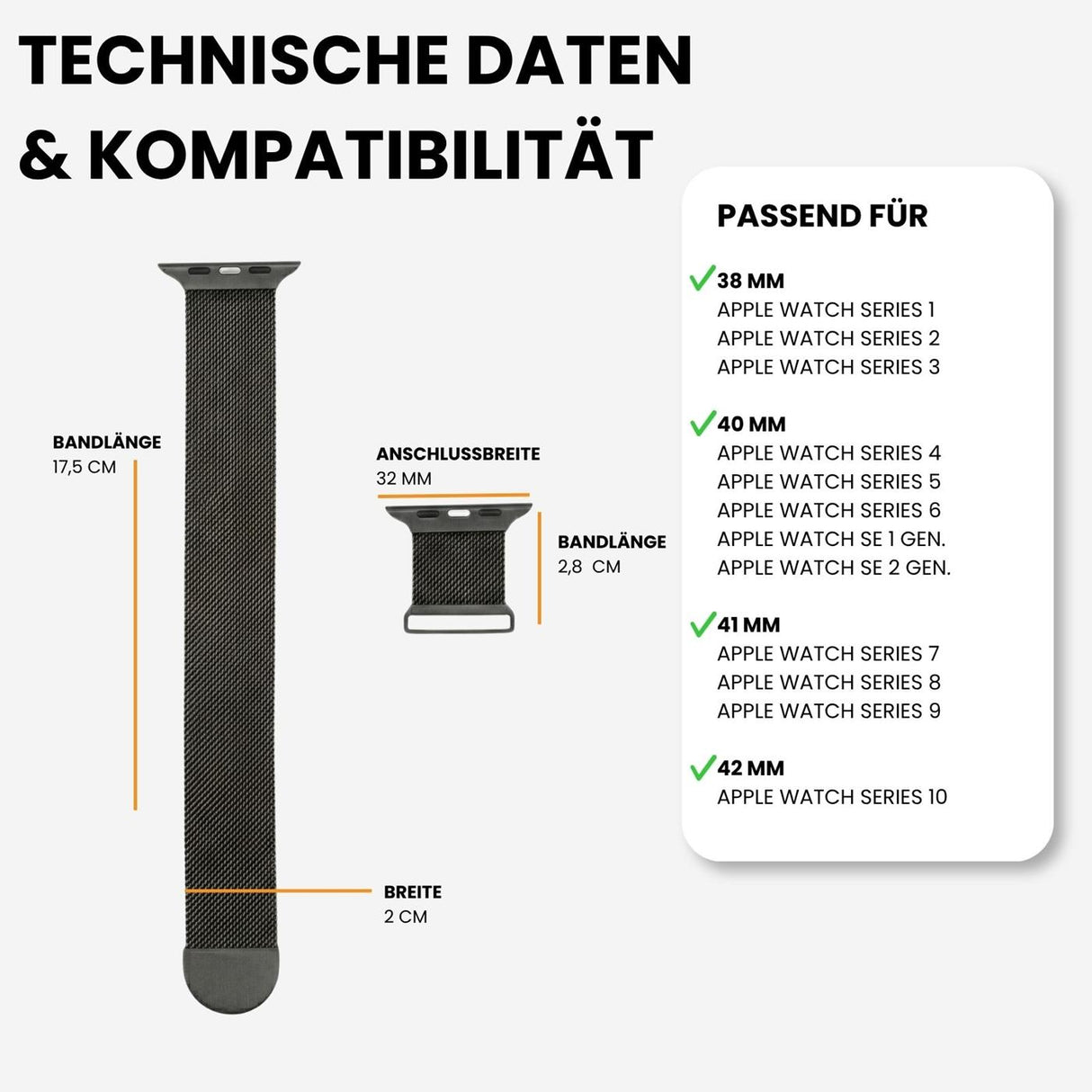 Kompatibilität 38/40/41mm - Schwarz