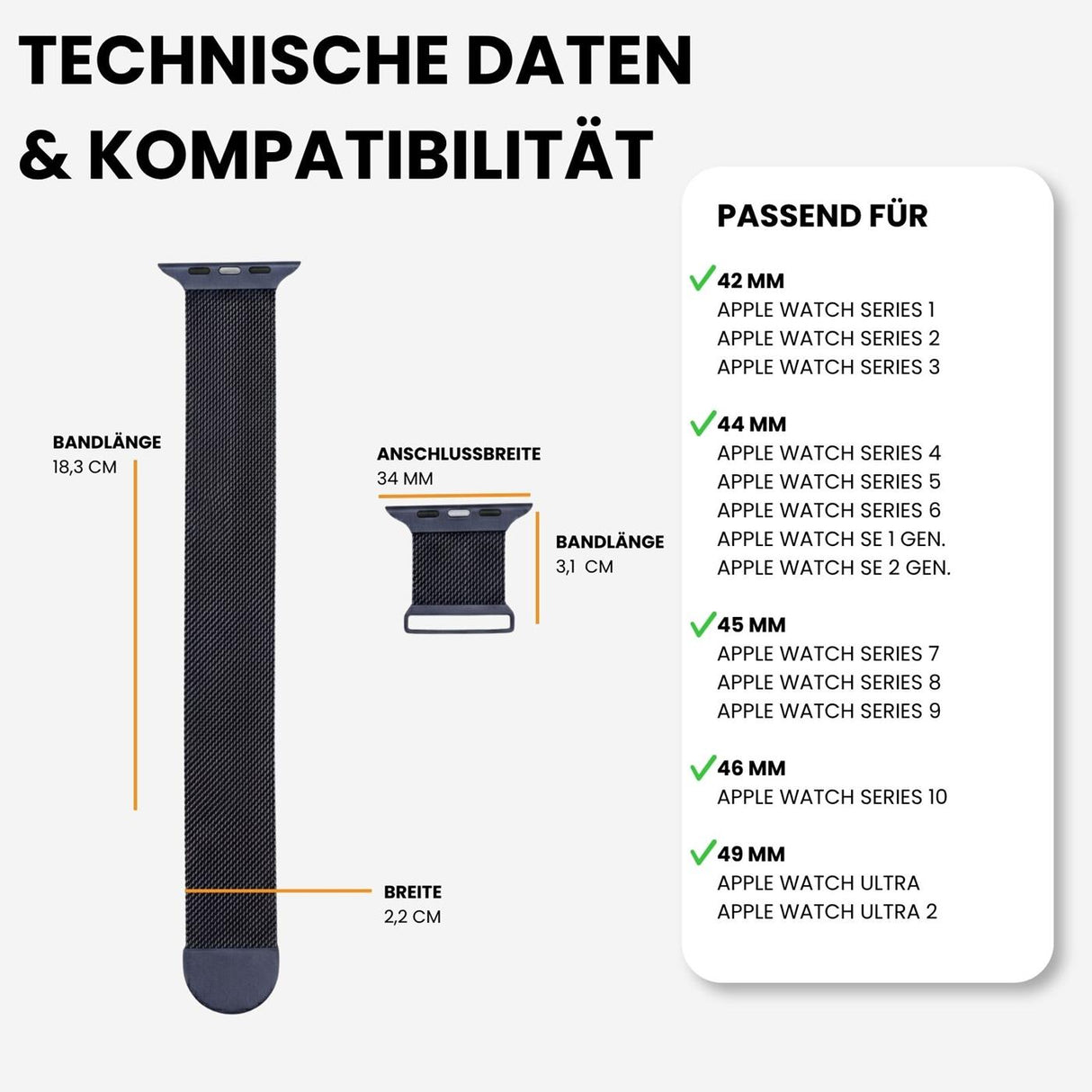 Kompatibilität 42/44/45/49mm - Mitternachtsblau