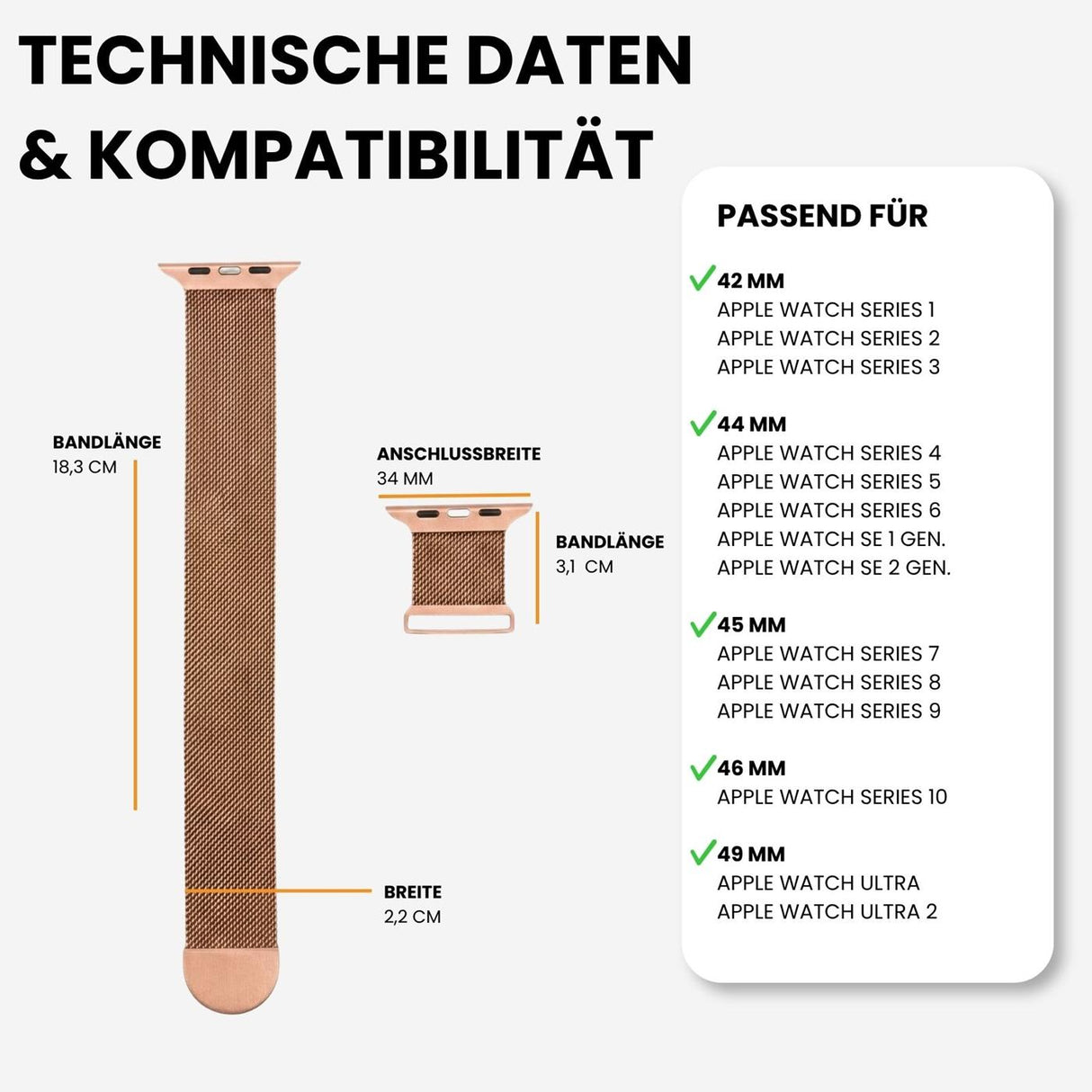 Kompatibilität 42/44/45/49mm - Roségold