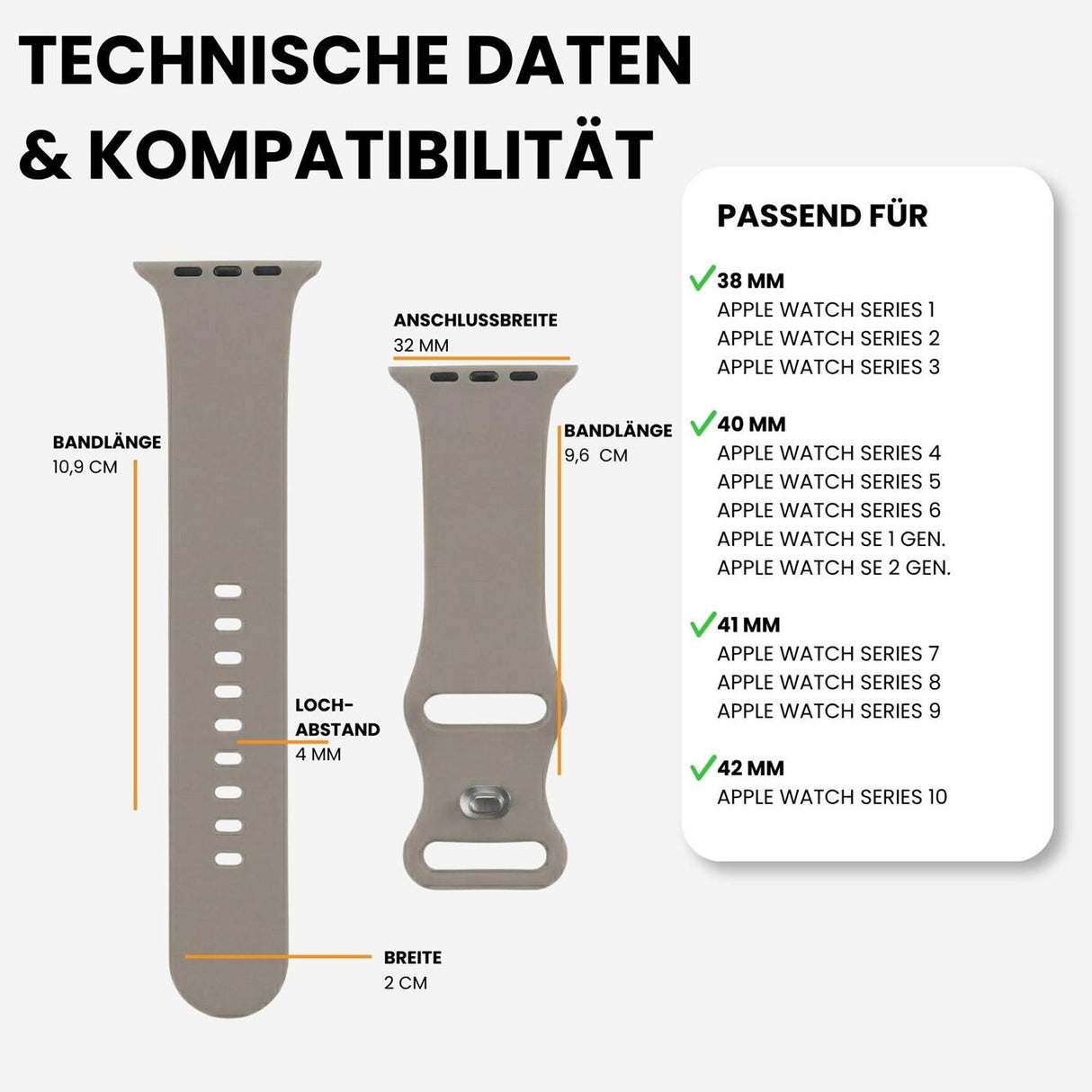 Kompatibilität 38/40/41mm - Steingrau