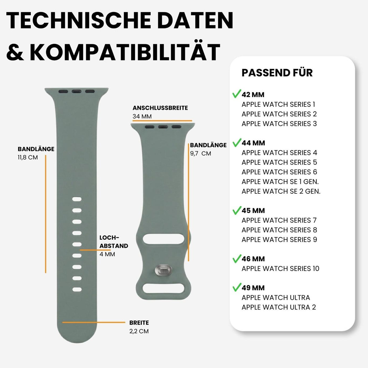 Kompatibilität 42/44/45/49mm - Olivgrün