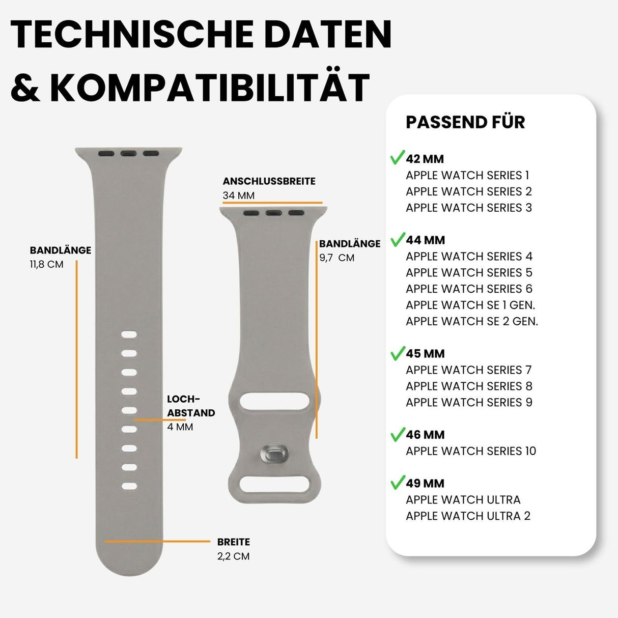 Kompatibilität 42/44/45/49mm - Wolkengrau