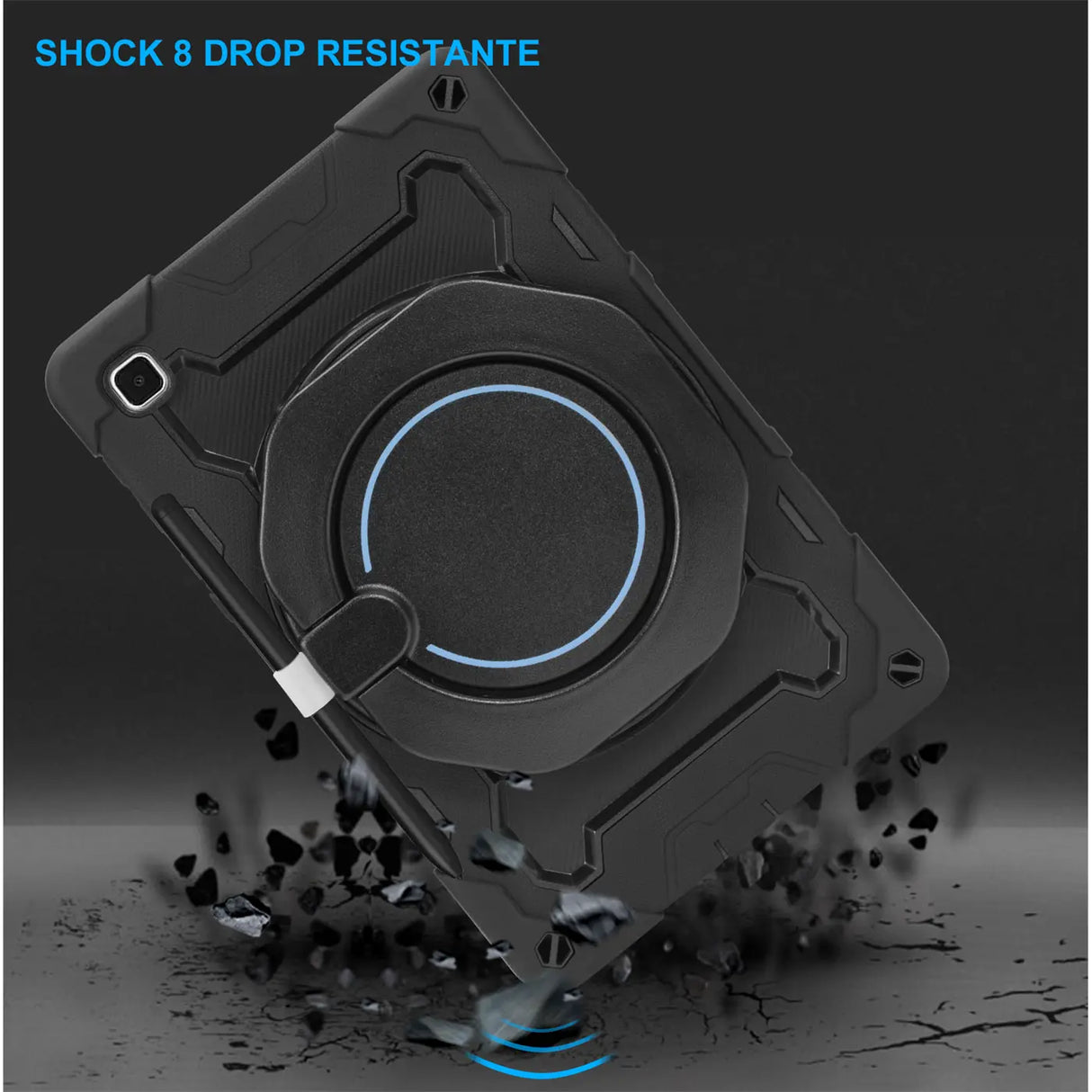 Robuste Outdoor-Schutzhülle für Samsung Galaxy Tab A7 Lite 8.7 in Schwarz – Stoßfest mit 360° Ständer und Schultergurt