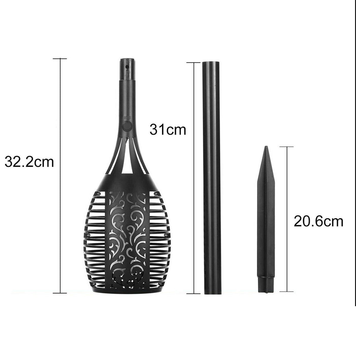 Solarlampe Fackel Design – 96 LEDs – IP65