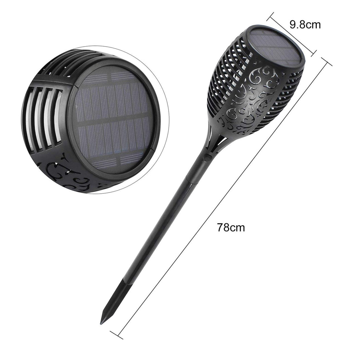 Solarlampe Fackel Design – 96 LEDs – IP65