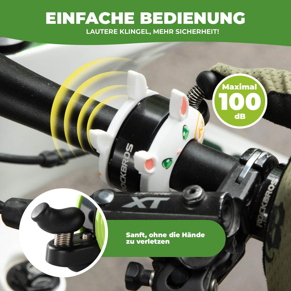 Rockbros Kinder Fahrradklingel – Laut bis 100 dB Weiß