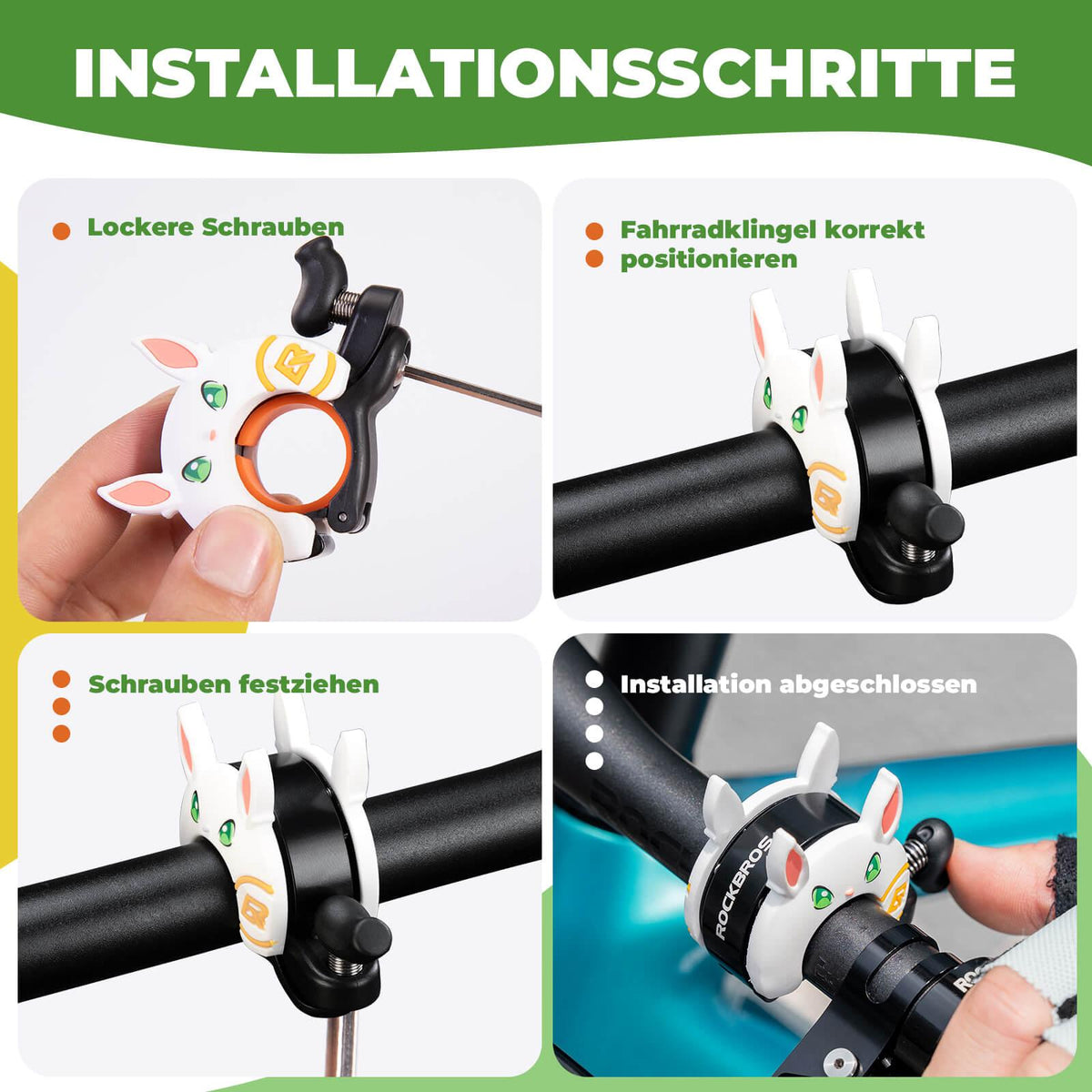 Rockbros Kinder Fahrradklingel – Laut bis 100 dB Weiß