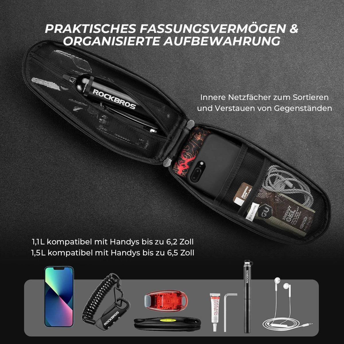 Rockbros Fahrrad Oberrohrtasche Wasserdicht M (1 l)