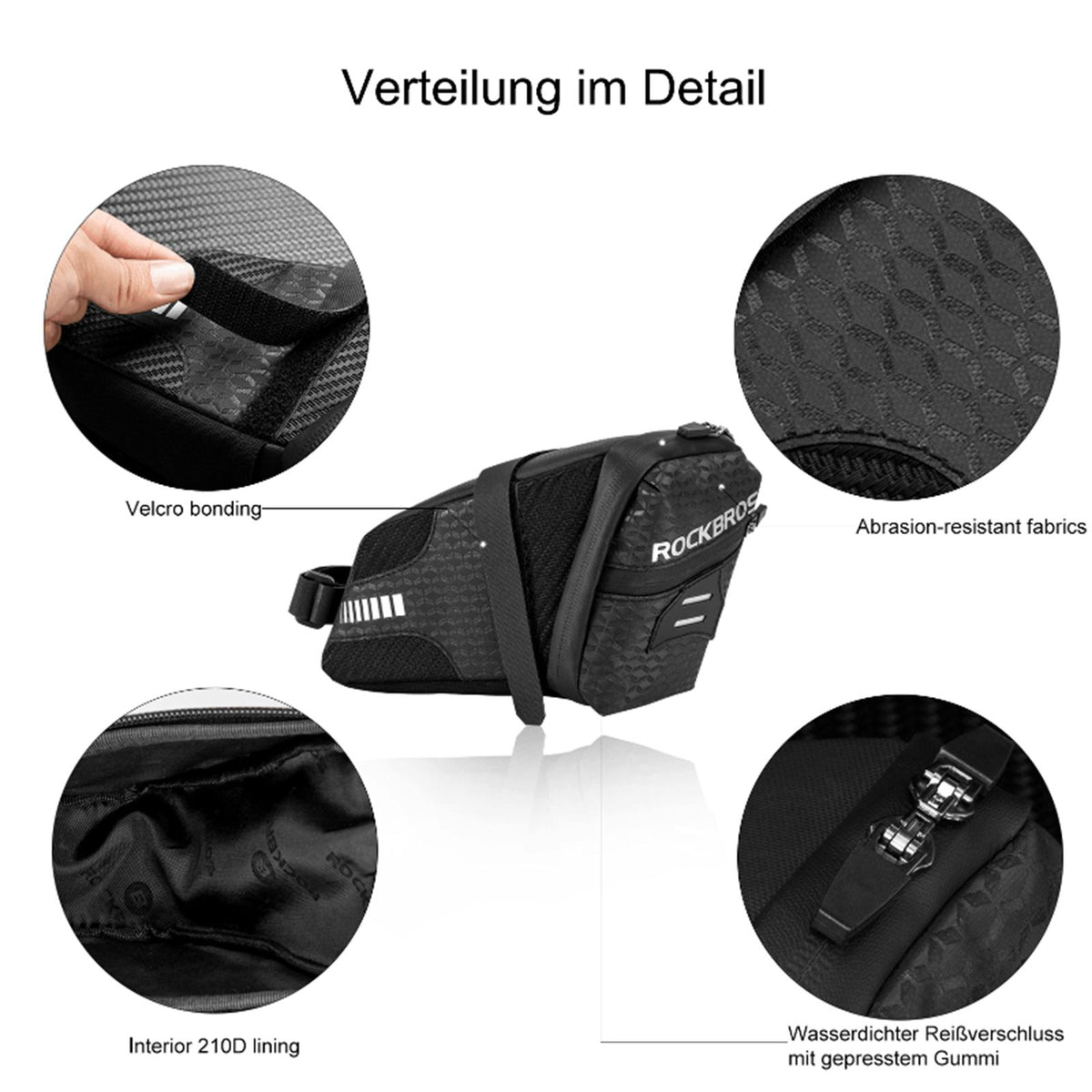 Rockbros Fahrrad-Satteltasche 1,5L C29-BK – Schwarz Default Title