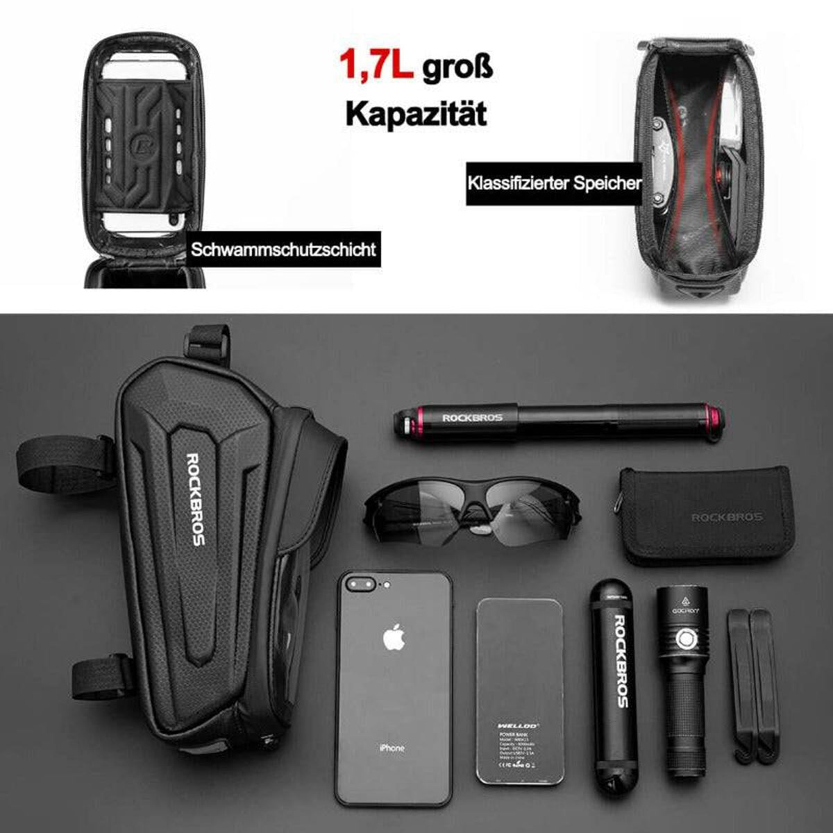 Rockbros Fahrrad-Oberrohrtasche B68 mit TPU-Touchscreen Default Title
