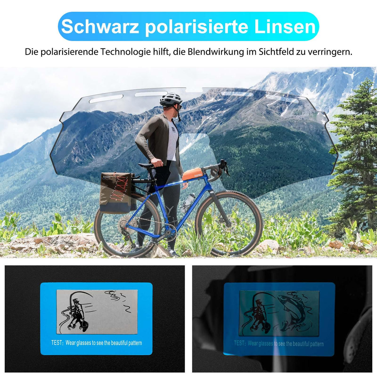 Rockbros Fahrradbrille mit 4 Wechselgläsern Schwarz