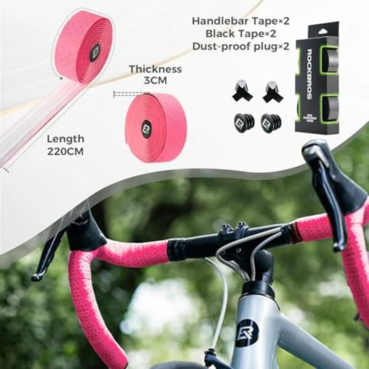 Rockbros Rennrad Lenkerband 3mm – 2 Rollen Schwarz Default Title