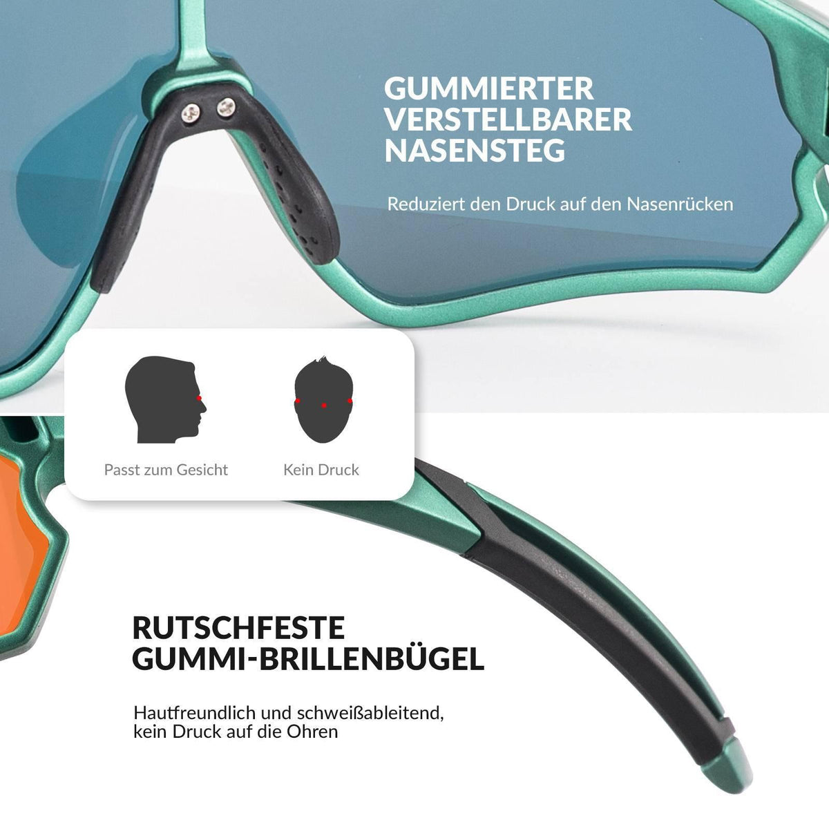Rockbros Kinder-Fahrradbrille polarisiert UV400 Transparent Grün