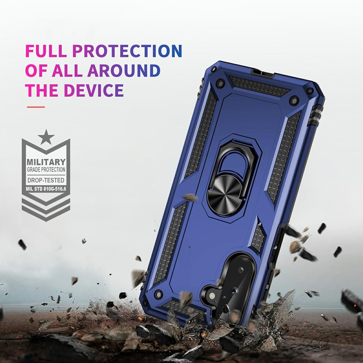 Samsung Galaxy A18 - Military Hülle mit Ringhalter Blau