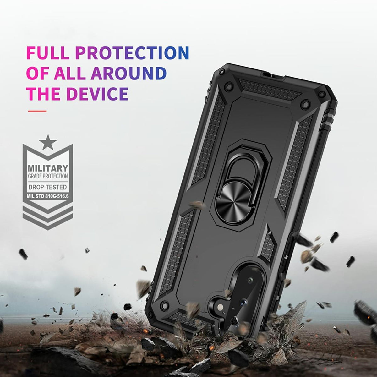 Samsung Galaxy A18 - Military Hülle mit Ringhalter Schwarz