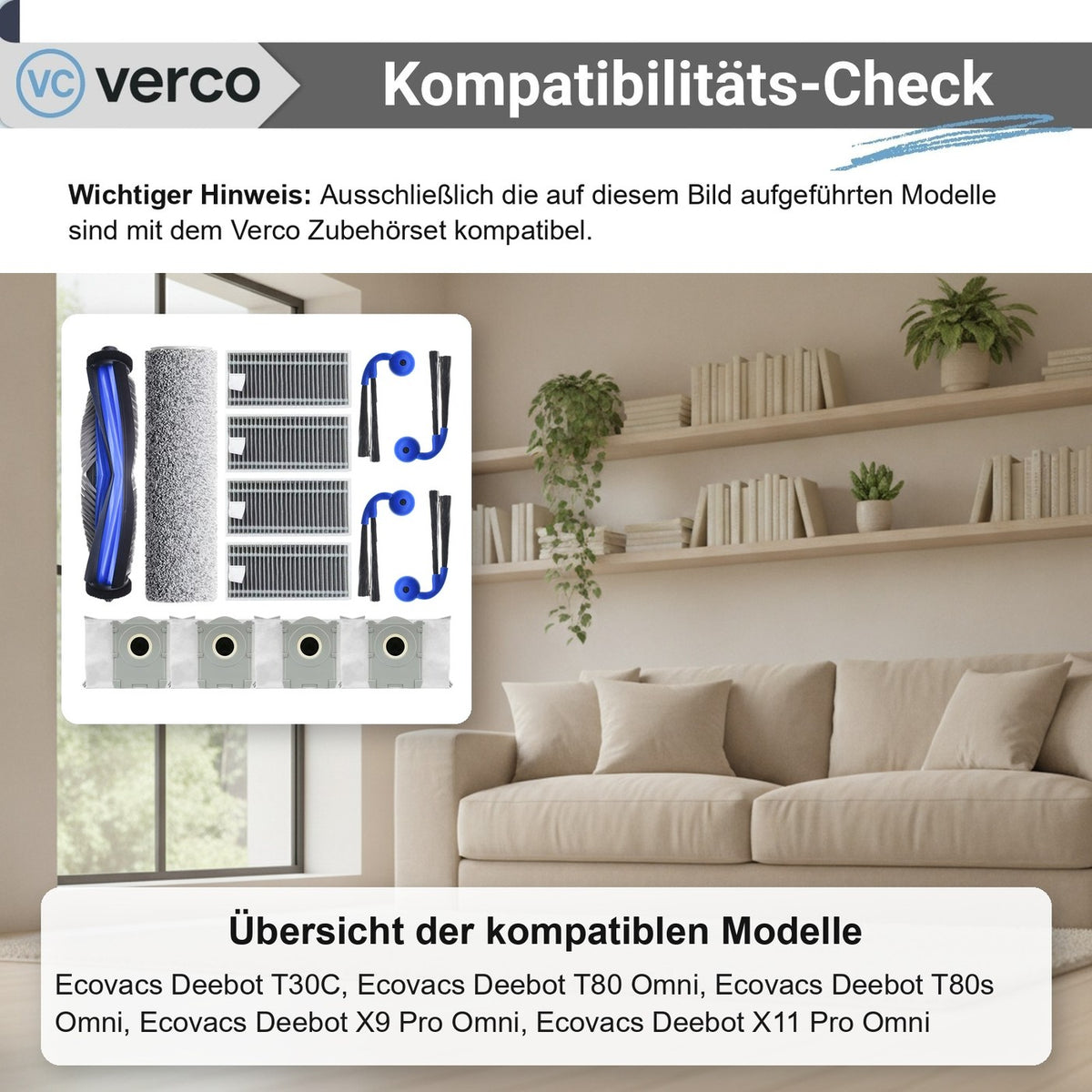 Ecovacs Deebot X9 Pro Omni Zubehör-Set 14-teilig – Bürsten Deebot T30C