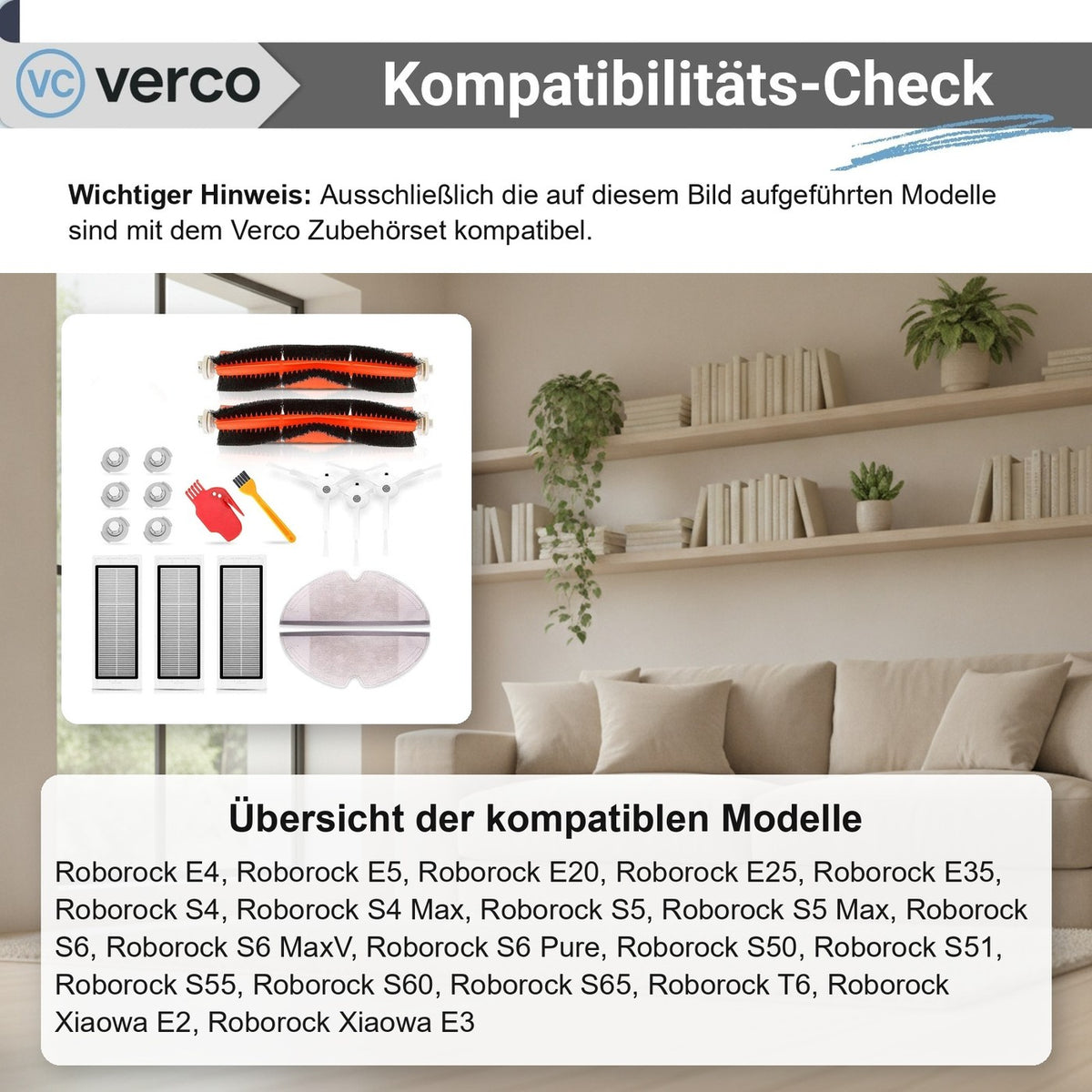 Roborock S5/S6 Zubehör-Set 18-teilig – Bürsten & Filter E4
