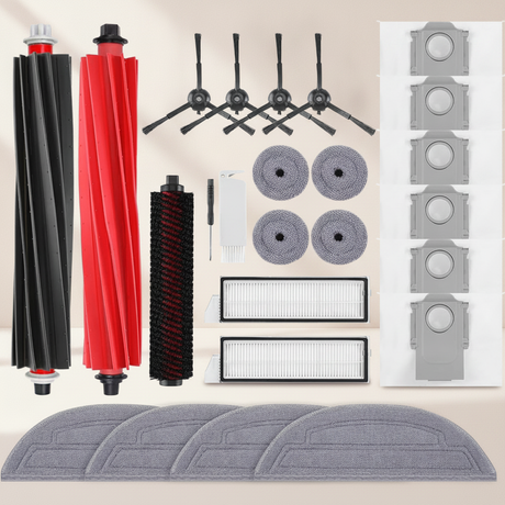 Roborock Zubehör-Set mit Hauptbürste, Seitenbürsten, HEPA-Filtern, Wischpads und Staubbeuteln
