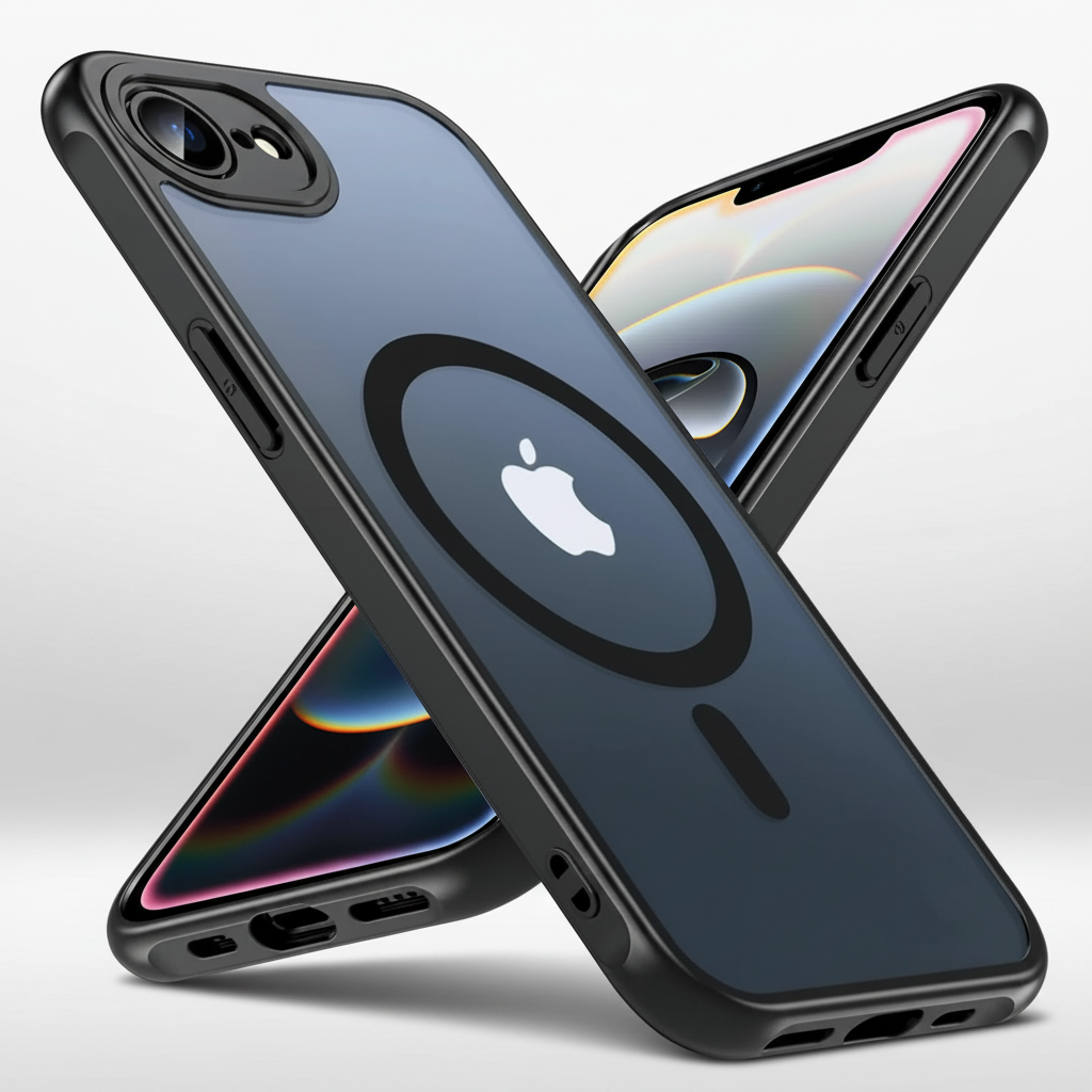 iPhone 16e mit schwarzer MagSafe Schutzhülle