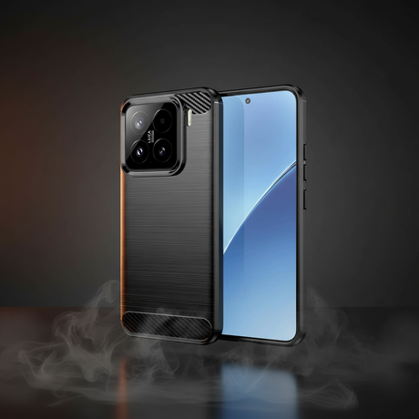 Xiaomi 15 Zubehör - Carbon Hülle auf dunklem Premium-Hintergrund