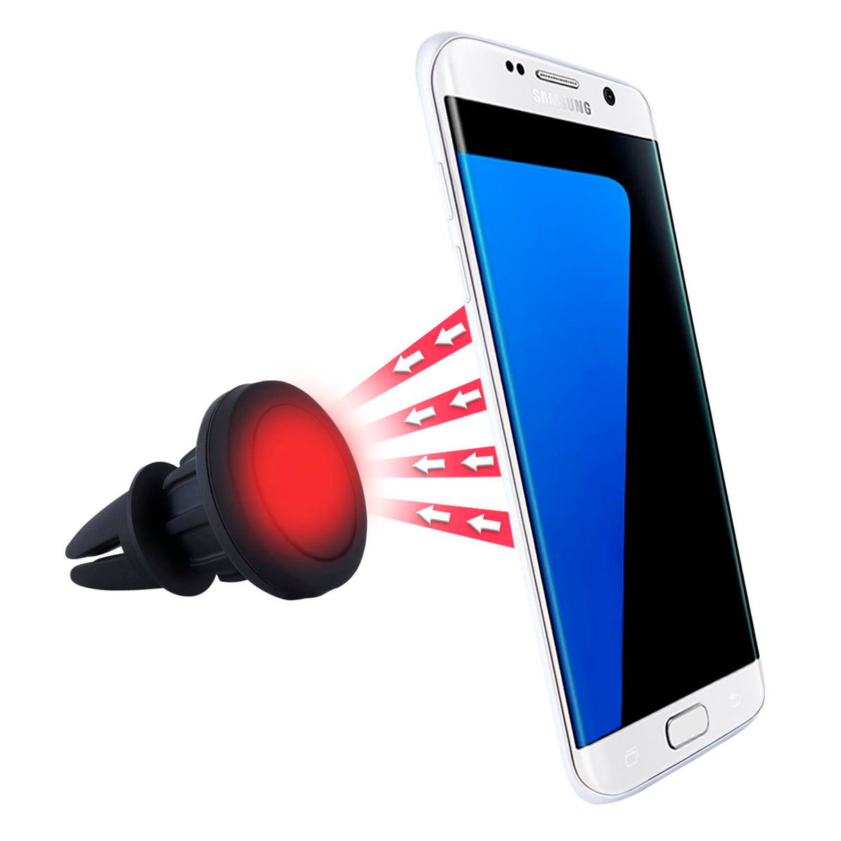 Magnetische Smartphone-Lüftungshalterung für Auto, mit starker Magnetkraft und 360-Grad-Drehung, hält Smartphones sicher während der Fahrt.