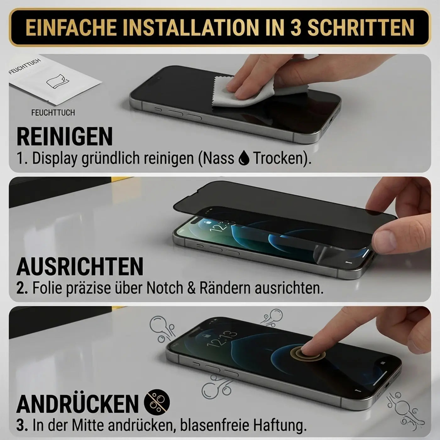 iPhone 18 Pro Max - Blickschutz Panzerglas 9H 2er-Set