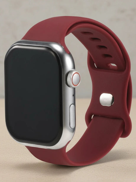 Silikon Armband mit Butterfly-Verschluss für Apple Watch auf warmgrauer Fläche — Smartwatch Armband bei CoolGadget