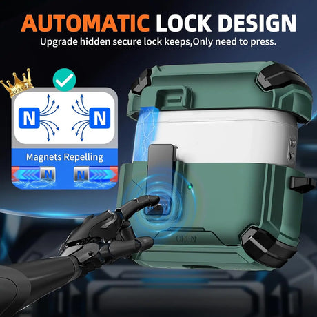 Schutzhülle für AirPods 1 / 2 mit stoßfestem Gehäuse, Karabiner und Standfunktion - ideal für Alltag und unterwegs