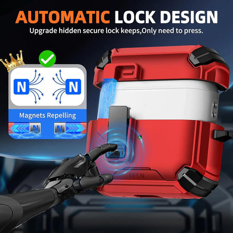 Schutzhülle für AirPods 1 / 2 mit stoßfestem Gehäuse, Karabiner und Standfunktion - ideal für Alltag und unterwegs