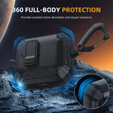 Schutzhülle für AirPods 1 / 2 mit stoßfestem Gehäuse, Karabiner und Standfunktion - ideal für Alltag und unterwegs