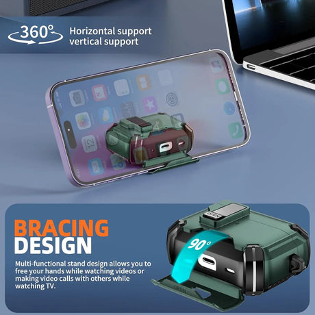 Schutzhülle für AirPods 3 mit stoßfestem Gehäuse, Karabiner und Standfunktion - ideal für Alltag und unterwegs