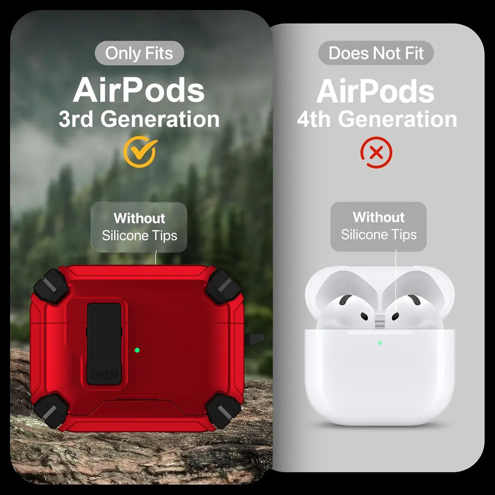 Schutzhülle für AirPods 3 mit stoßfestem Gehäuse, Karabiner und Standfunktion - ideal für Alltag und unterwegs