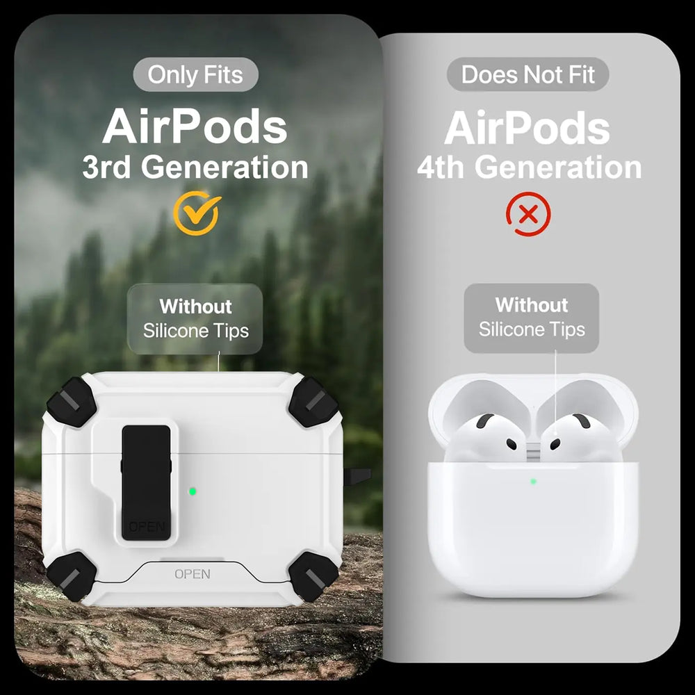 Schutzhülle für AirPods 3 mit stoßfestem Gehäuse, Karabiner und Standfunktion - ideal für Alltag und unterwegs