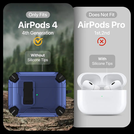 Schutzhülle für AirPods 4 mit stoßfestem Gehäuse, Karabiner und Standfunktion - ideal für Alltag und unterwegs