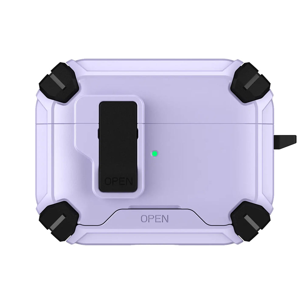 Schutzhülle für AirPods 4 mit stoßfestem Gehäuse, Karabiner und Standfunktion - ideal für Alltag und unterwegs