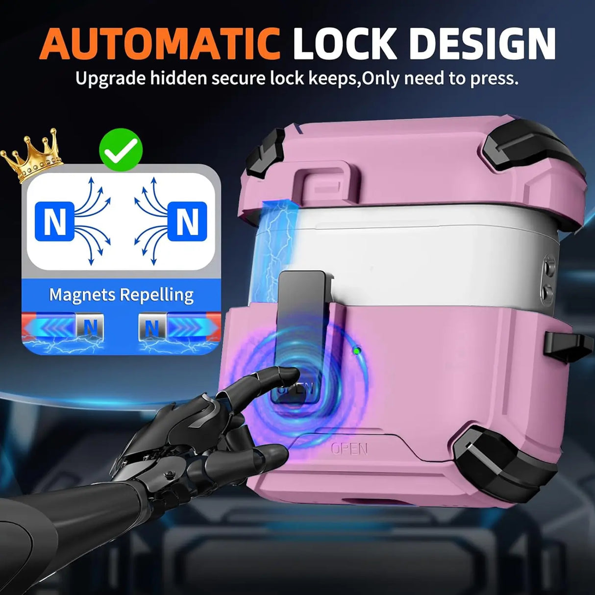 Schutzhülle für AirPods 4 mit stoßfestem Gehäuse, Karabiner und Standfunktion - ideal für Alltag und unterwegs