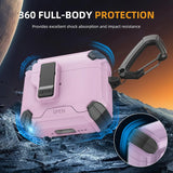 Schutzhülle für AirPods 4 mit stoßfestem Gehäuse, Karabiner und Standfunktion - ideal für Alltag und unterwegs