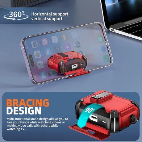 Schutzhülle für AirPods 4 mit stoßfestem Gehäuse, Karabiner und Standfunktion - ideal für Alltag und unterwegs