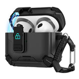 Schutzhülle für AirPods 4 mit stoßfestem Gehäuse, Karabiner und Standfunktion - ideal für Alltag und unterwegs