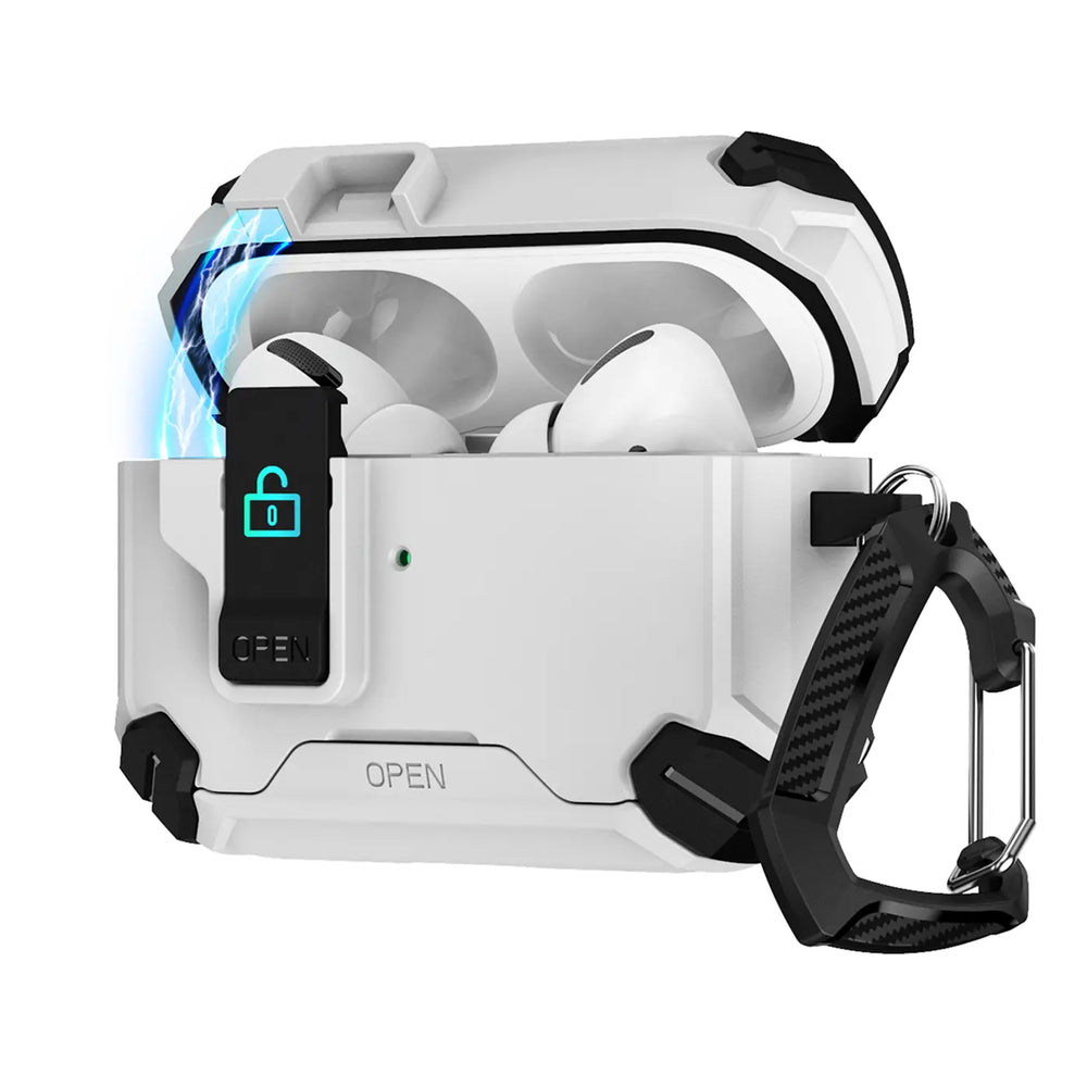 Schutzhülle für AirPods Pro / Pro 2 mit stoßfestem Gehäuse, Karabiner und Standfunktion - ideal für Alltag und unterwegs