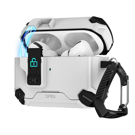 Schutzhülle für AirPods Pro / Pro 2 mit stoßfestem Gehäuse, Karabiner und Standfunktion - ideal für Alltag und unterwegs