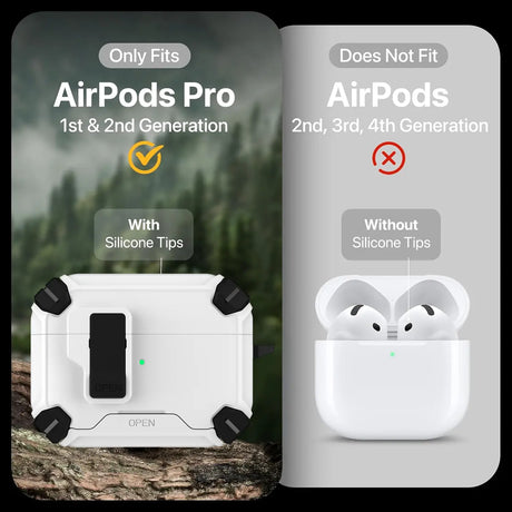 Schutzhülle für AirPods Pro / Pro 2 mit stoßfestem Gehäuse, Karabiner und Standfunktion - ideal für Alltag und unterwegs